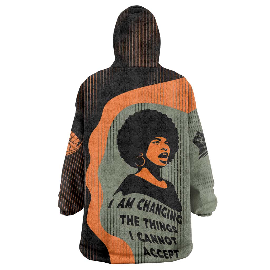 Angela Davis Kid Wearable Blanket Hoodie Retro Graphic Design I Am Changing the Things I Cannot Accept Quote Civil Rights Empowerment Tribute - Wonder Print Shop
