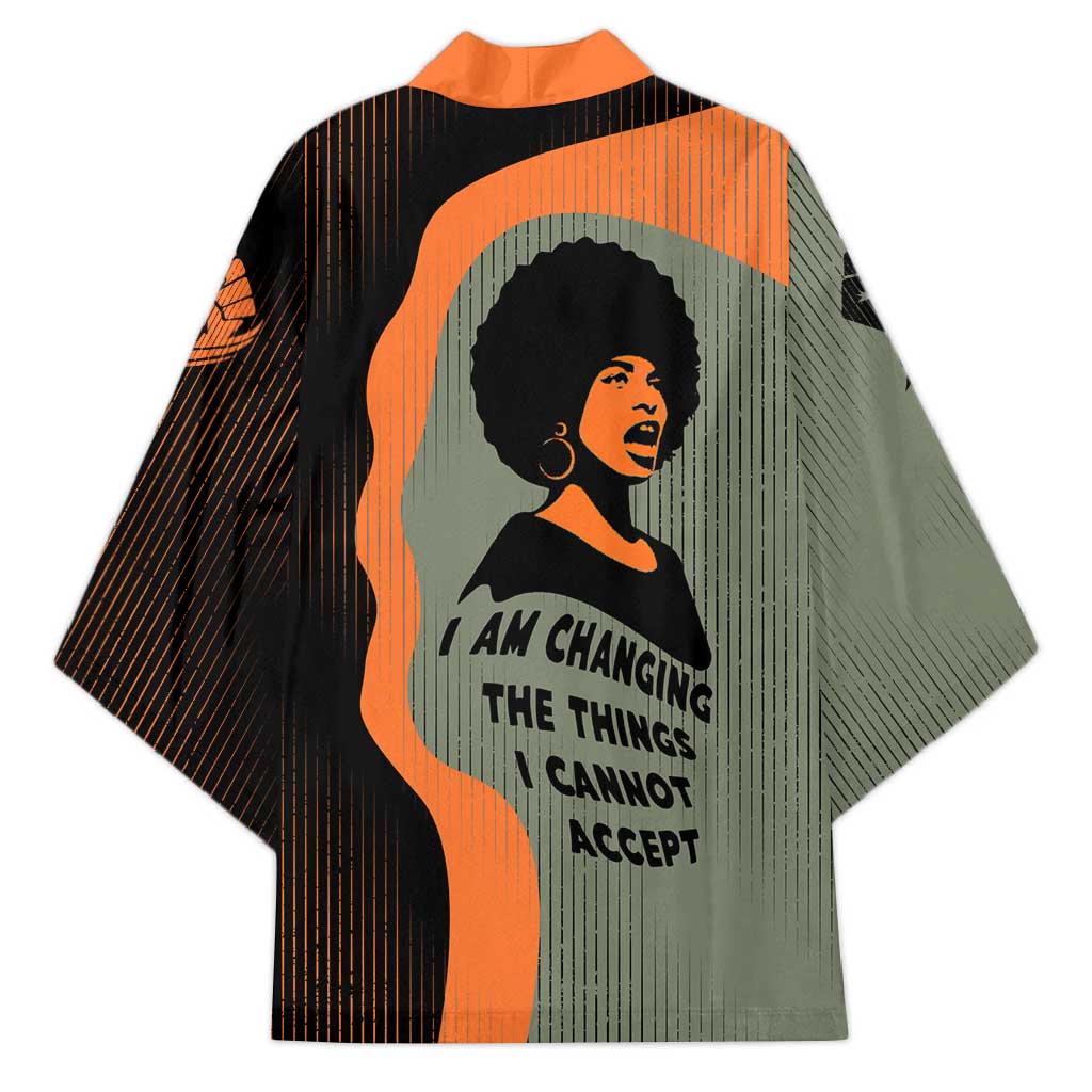 Angela Davis Kimono Retro Graphic Design I Am Changing the Things I Cannot Accept Quote Civil Rights Empowerment Tribute - Wonder Print Shop