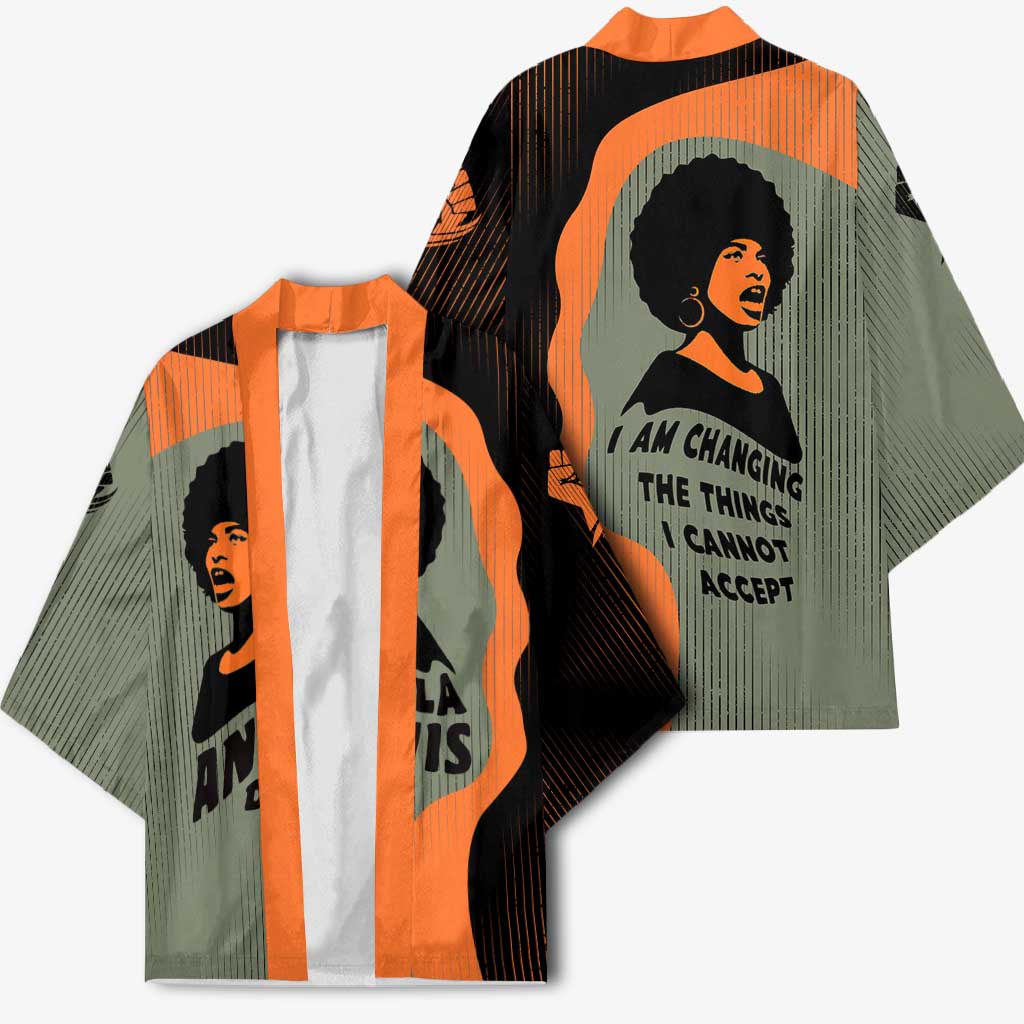 Angela Davis Kimono Retro Graphic Design I Am Changing the Things I Cannot Accept Quote Civil Rights Empowerment Tribute - Wonder Print Shop