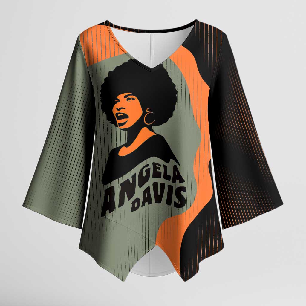Angela Davis Kimono Sleeve Blouse Retro Graphic Design I Am Changing the Things I Cannot Accept Quote Civil Rights Empowerment Tribute - Wonder Print Shop