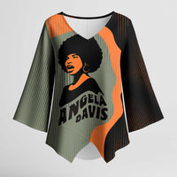 Angela Davis Kimono Sleeve Blouse Retro Graphic Design I Am Changing the Things I Cannot Accept Quote Civil Rights Empowerment Tribute - Wonder Print Shop