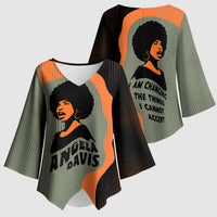 Angela Davis Kimono Sleeve Blouse Retro Graphic Design I Am Changing the Things I Cannot Accept Quote Civil Rights Empowerment Tribute - Wonder Print Shop
