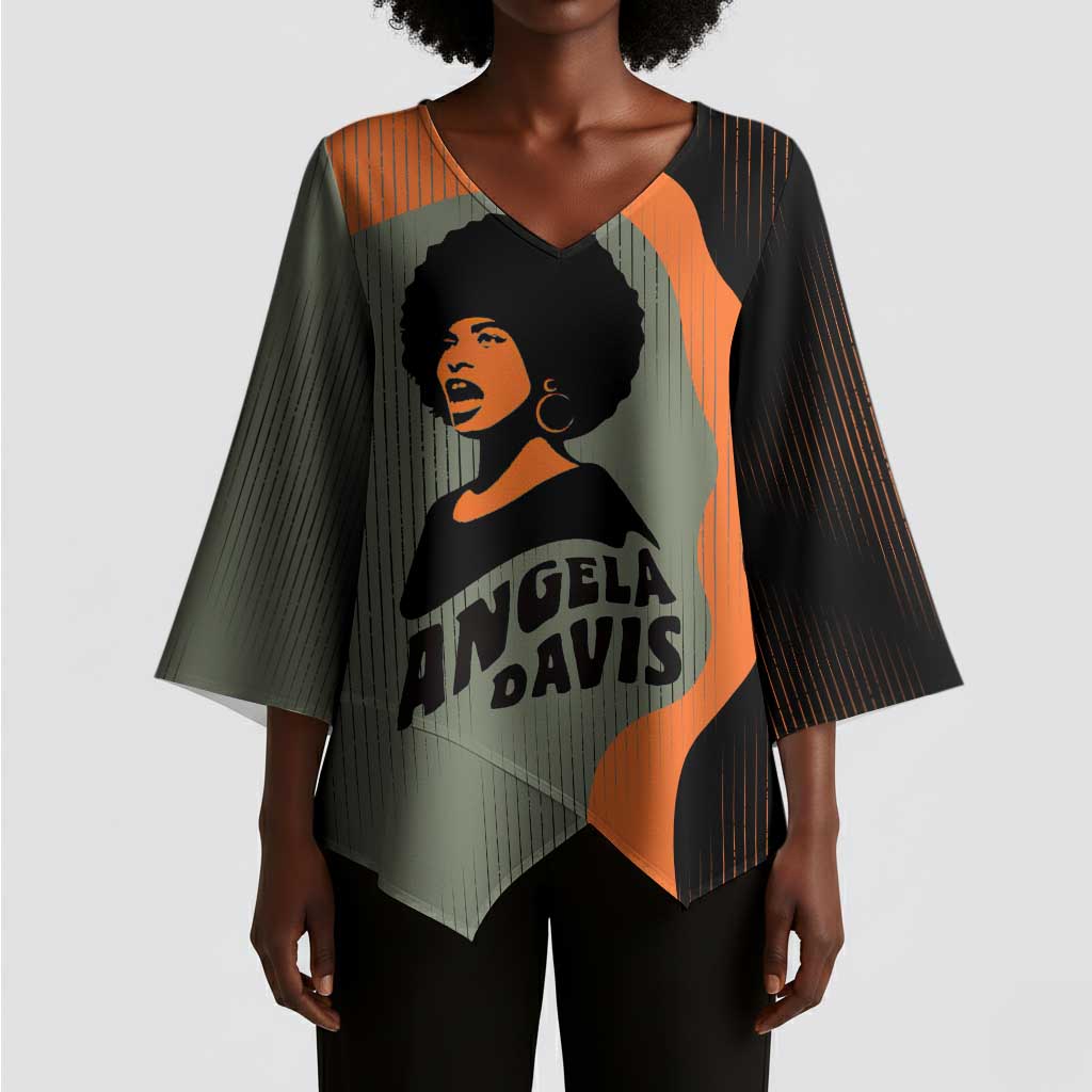 Angela Davis Kimono Sleeve Blouse Retro Graphic Design I Am Changing the Things I Cannot Accept Quote Civil Rights Empowerment Tribute - Wonder Print Shop