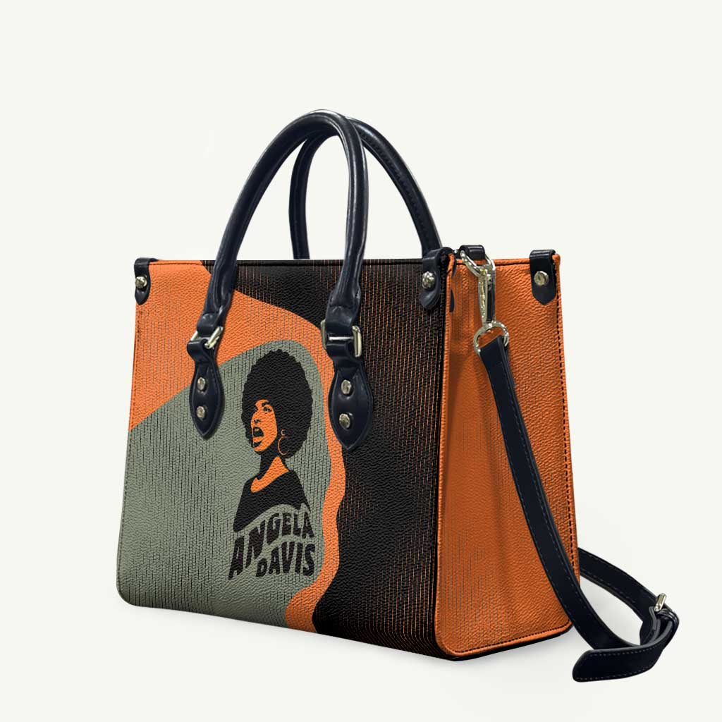 Angela Davis Leather Bag Retro Graphic Design I Am Changing the Things I Cannot Accept Quote Civil Rights Empowerment Tribute - Wonder Print Shop