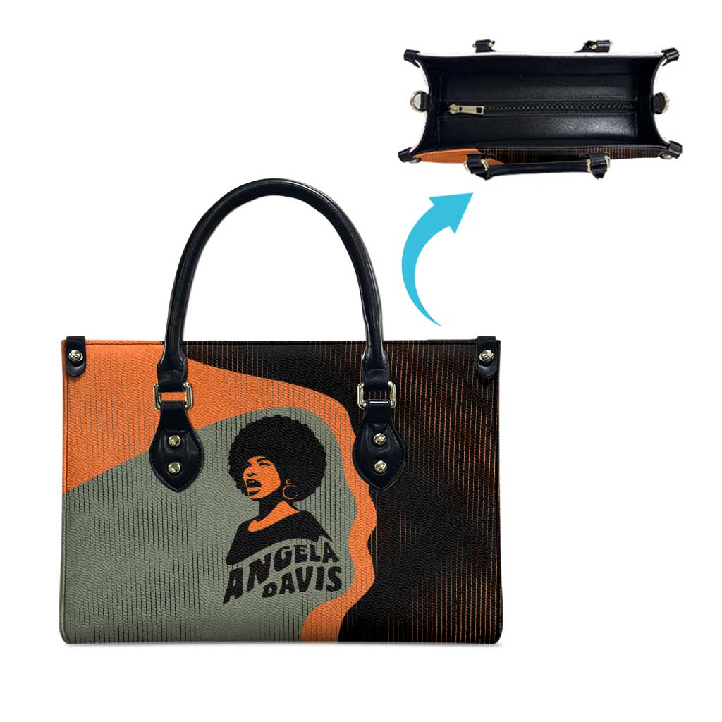Angela Davis Leather Bag Retro Graphic Design I Am Changing the Things I Cannot Accept Quote Civil Rights Empowerment Tribute - Wonder Print Shop