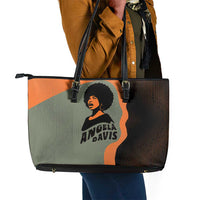 Angela Davis Leather Tote Bag Retro Graphic Design I Am Changing the Things I Cannot Accept Quote Civil Rights Empowerment Tribute - Wonder Print Shop