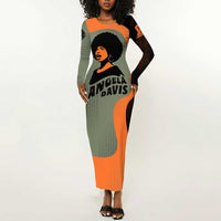 Angela Davis Long Sleeve Bodycon Dress Retro Graphic Design I Am Changing the Things I Cannot Accept Quote Civil Rights Empowerment Tribute - Wonder Print Shop