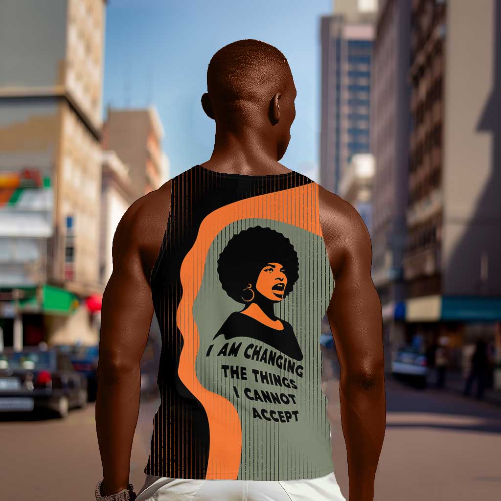 Angela Davis Men Tank Top Retro Graphic Design I Am Changing the Things I Cannot Accept Quote Civil Rights Empowerment Tribute - Wonder Print Shop