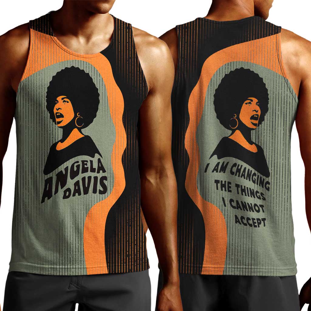 Angela Davis Men Tank Top Retro Graphic Design I Am Changing the Things I Cannot Accept Quote Civil Rights Empowerment Tribute - Wonder Print Shop