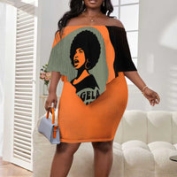 Angela Davis Off Shoulder Short Dress Retro Graphic Design I Am Changing the Things I Cannot Accept Quote Civil Rights Empowerment Tribute - Wonder Print Shop