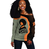 Angela Davis Off Shoulder Sweater Retro Graphic Design I Am Changing the Things I Cannot Accept Quote Civil Rights Empowerment Tribute - Wonder Print Shop