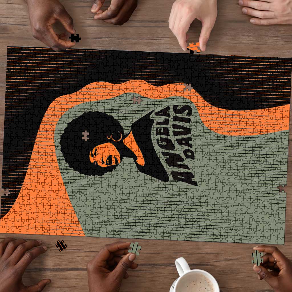 Angela Davis Puzzle Retro Graphic Design I Am Changing the Things I Cannot Accept Quote Civil Rights Empowerment Tribute - Wonder Print Shop