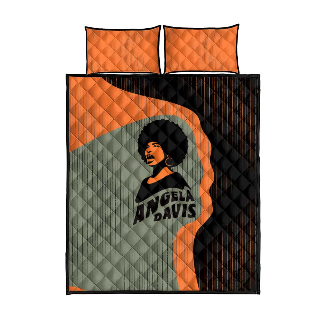 Angela Davis Quilt Bed Set Retro Graphic Design I Am Changing the Things I Cannot Accept Quote Civil Rights Empowerment Tribute - Wonder Print Shop