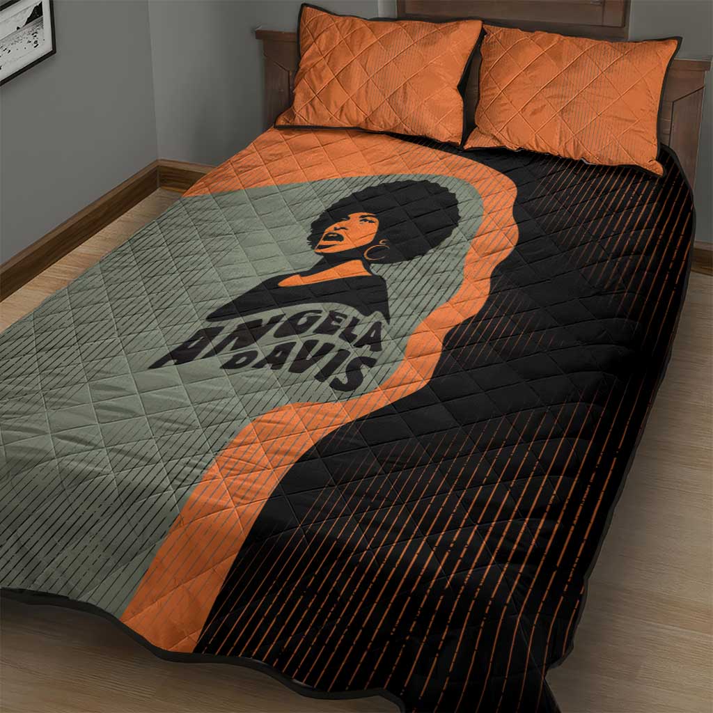 Angela Davis Quilt Bed Set Retro Graphic Design I Am Changing the Things I Cannot Accept Quote Civil Rights Empowerment Tribute - Wonder Print Shop