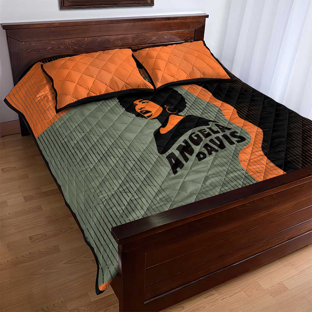 Angela Davis Quilt Bed Set Retro Graphic Design I Am Changing the Things I Cannot Accept Quote Civil Rights Empowerment Tribute - Wonder Print Shop