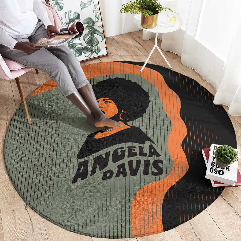 Angela Davis Round Carpet Retro Graphic Design I Am Changing the Things I Cannot Accept Quote Civil Rights Empowerment Tribute - Wonder Print Shop