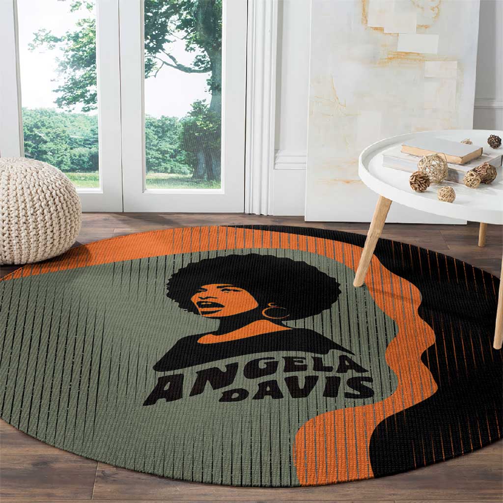 Angela Davis Round Carpet Retro Graphic Design I Am Changing the Things I Cannot Accept Quote Civil Rights Empowerment Tribute - Wonder Print Shop