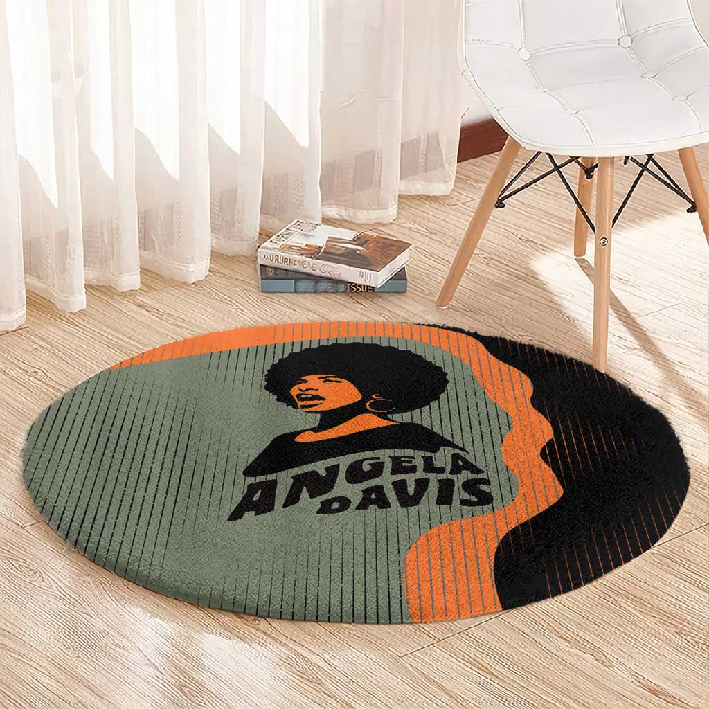 Angela Davis Round Carpet Retro Graphic Design I Am Changing the Things I Cannot Accept Quote Civil Rights Empowerment Tribute - Wonder Print Shop