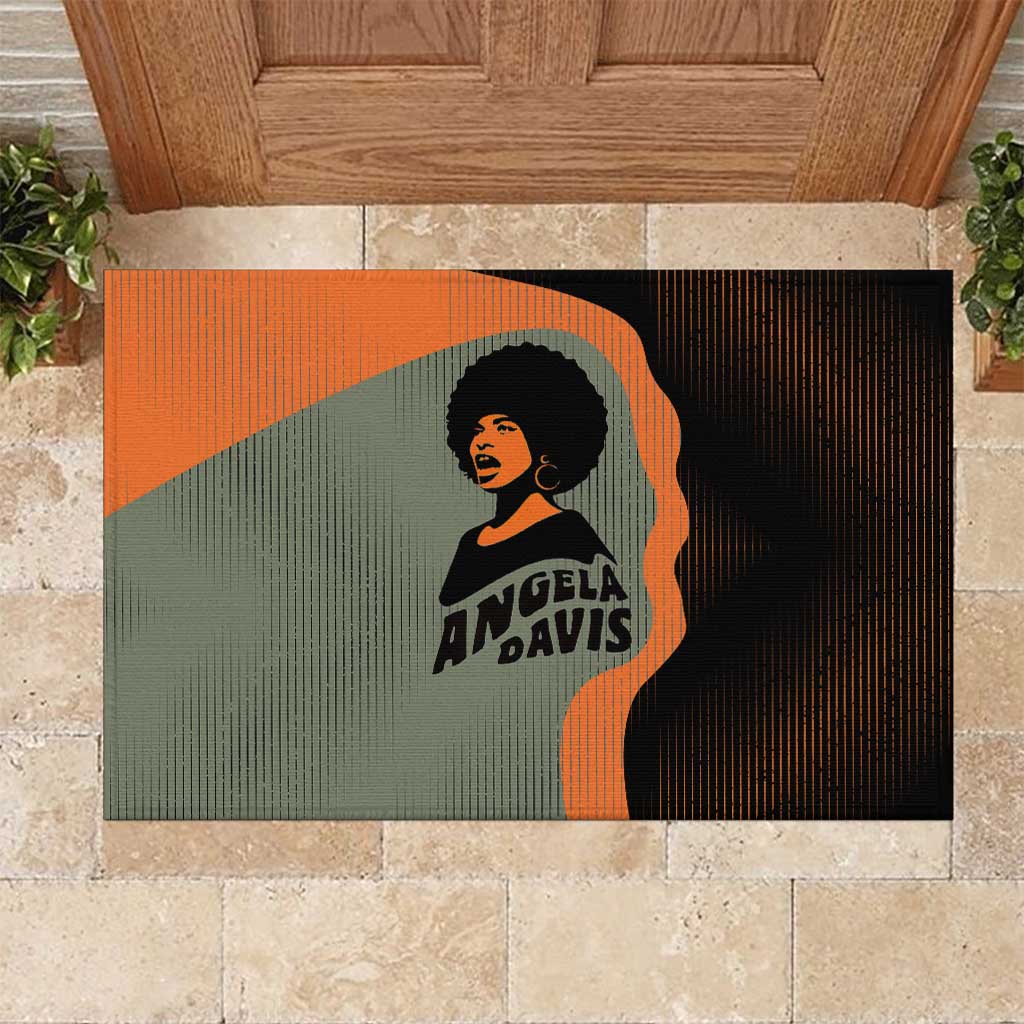 Angela Davis Rubber Doormat Retro Graphic Design I Am Changing the Things I Cannot Accept Quote Civil Rights Empowerment Tribute - Wonder Print Shop
