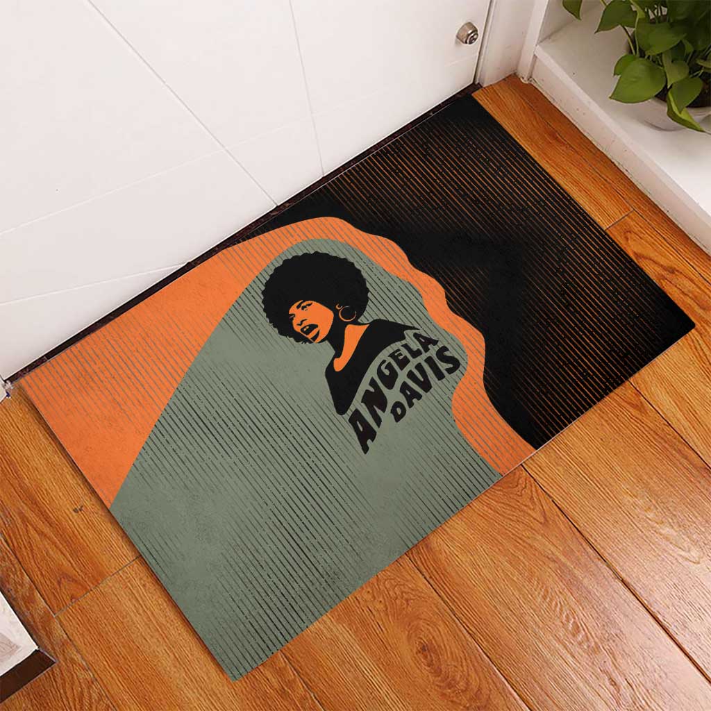 Angela Davis Rubber Doormat Retro Graphic Design I Am Changing the Things I Cannot Accept Quote Civil Rights Empowerment Tribute - Wonder Print Shop