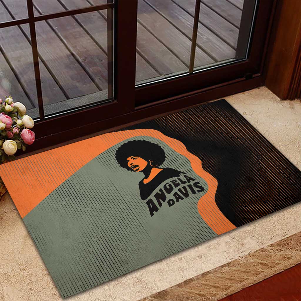 Angela Davis Rubber Doormat Retro Graphic Design I Am Changing the Things I Cannot Accept Quote Civil Rights Empowerment Tribute - Wonder Print Shop