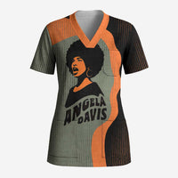 Angela Davis Scrub Top Retro Graphic Design I Am Changing the Things I Cannot Accept Quote Civil Rights Empowerment Tribute - Wonder Print Shop
