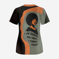 Angela Davis Scrub Top Retro Graphic Design I Am Changing the Things I Cannot Accept Quote Civil Rights Empowerment Tribute - Wonder Print Shop
