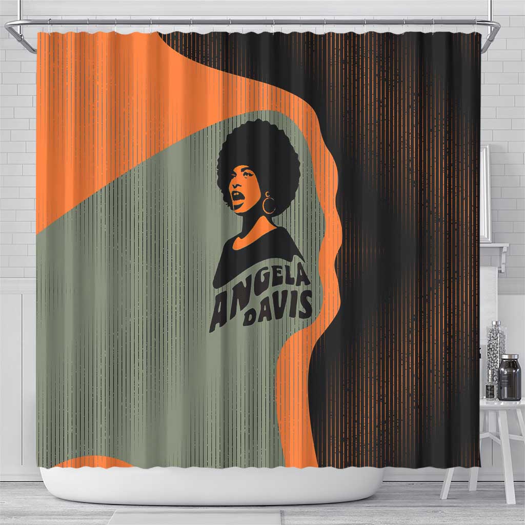 Angela Davis Shower Curtain Retro Graphic Design I Am Changing the Things I Cannot Accept Quote Civil Rights Empowerment Tribute - Wonder Print Shop