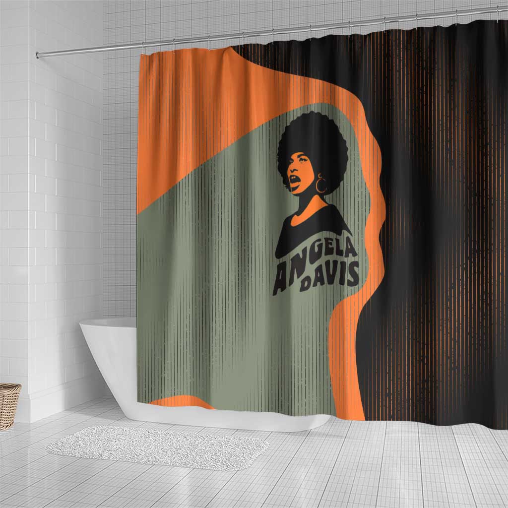 Angela Davis Shower Curtain Retro Graphic Design I Am Changing the Things I Cannot Accept Quote Civil Rights Empowerment Tribute - Wonder Print Shop