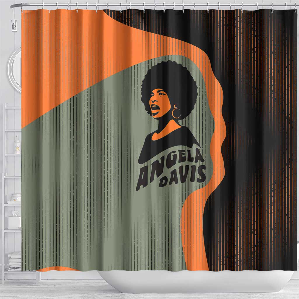 Angela Davis Shower Curtain Retro Graphic Design I Am Changing the Things I Cannot Accept Quote Civil Rights Empowerment Tribute - Wonder Print Shop