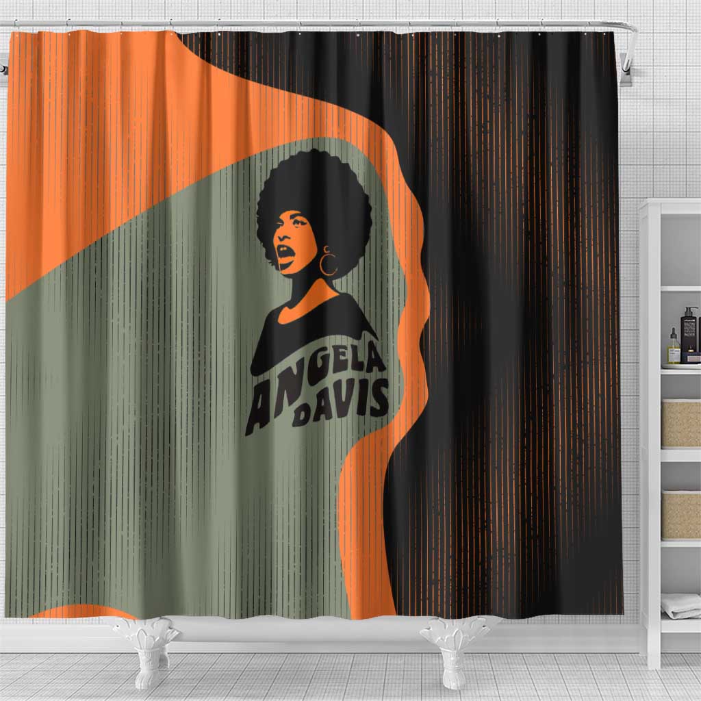 Angela Davis Shower Curtain Retro Graphic Design I Am Changing the Things I Cannot Accept Quote Civil Rights Empowerment Tribute - Wonder Print Shop