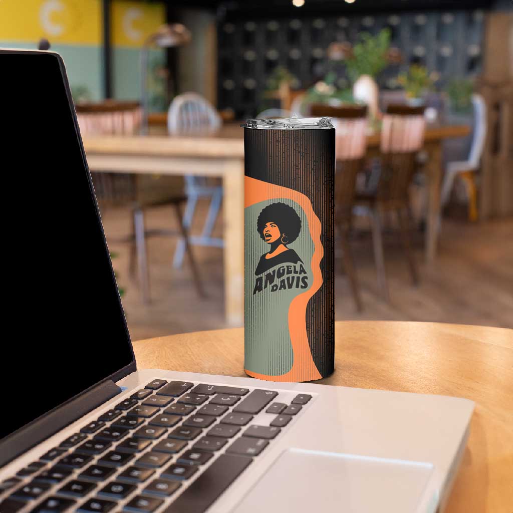 Angela Davis Skinny Tumbler Retro Graphic Design I Am Changing the Things I Cannot Accept Quote Civil Rights Empowerment Tribute - Wonder Print Shop