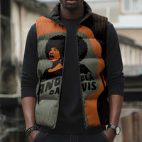 Angela Davis Sleeveless Puffer Jacket Retro Graphic Design I Am Changing the Things I Cannot Accept Quote Civil Rights Empowerment Tribute - Wonder Print Shop