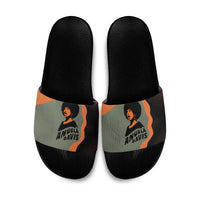 Angela Davis Slide Sandals Retro Graphic Design I Am Changing the Things I Cannot Accept Quote Civil Rights Empowerment Tribute - Wonder Print Shop
