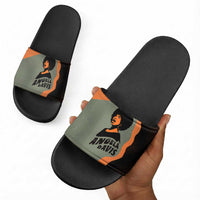 Angela Davis Slide Sandals Retro Graphic Design I Am Changing the Things I Cannot Accept Quote Civil Rights Empowerment Tribute - Wonder Print Shop