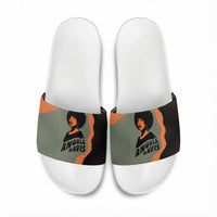 Angela Davis Slide Sandals Retro Graphic Design I Am Changing the Things I Cannot Accept Quote Civil Rights Empowerment Tribute - Wonder Print Shop