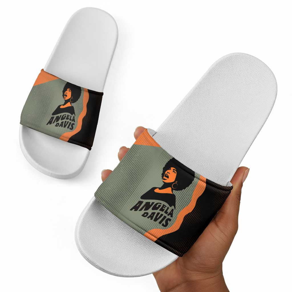 Angela Davis Slide Sandals Retro Graphic Design I Am Changing the Things I Cannot Accept Quote Civil Rights Empowerment Tribute - Wonder Print Shop