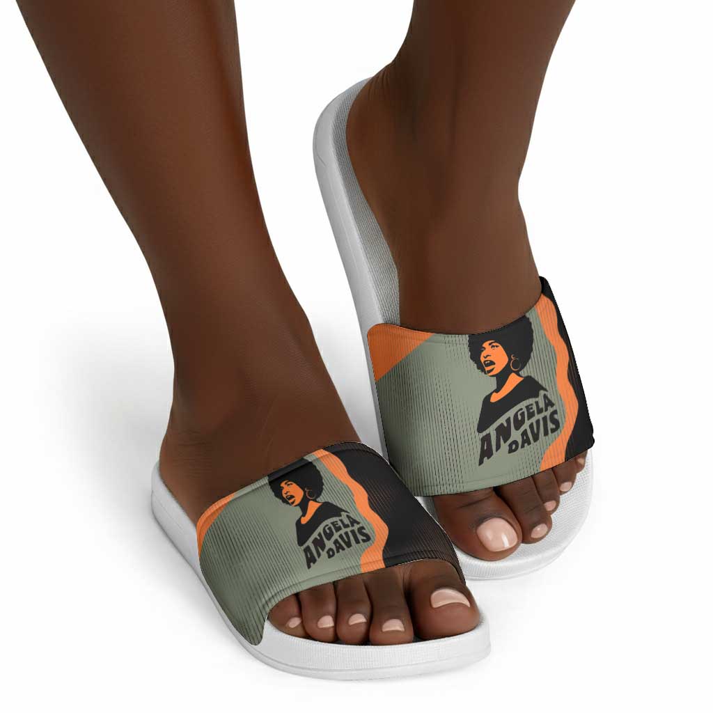 Angela Davis Slide Sandals Retro Graphic Design I Am Changing the Things I Cannot Accept Quote Civil Rights Empowerment Tribute - Wonder Print Shop