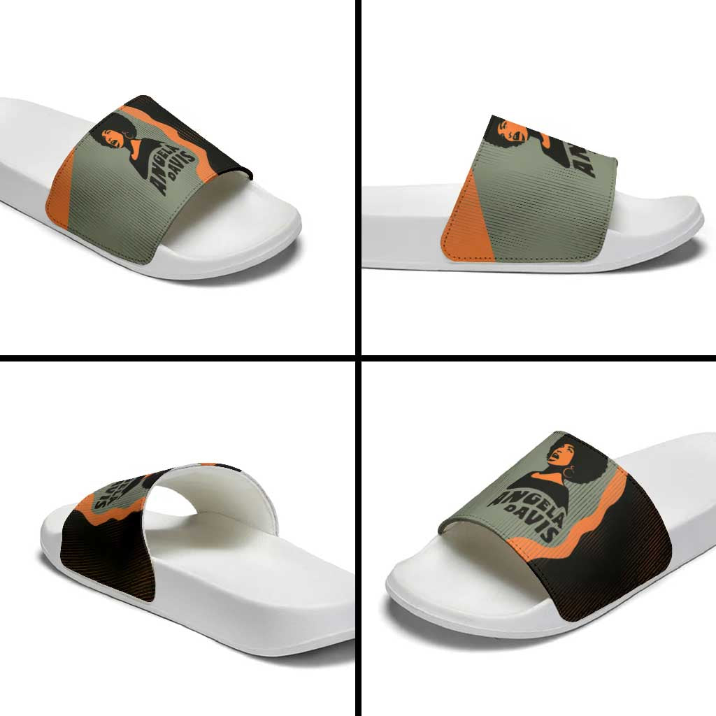 Angela Davis Slide Sandals Retro Graphic Design I Am Changing the Things I Cannot Accept Quote Civil Rights Empowerment Tribute - Wonder Print Shop
