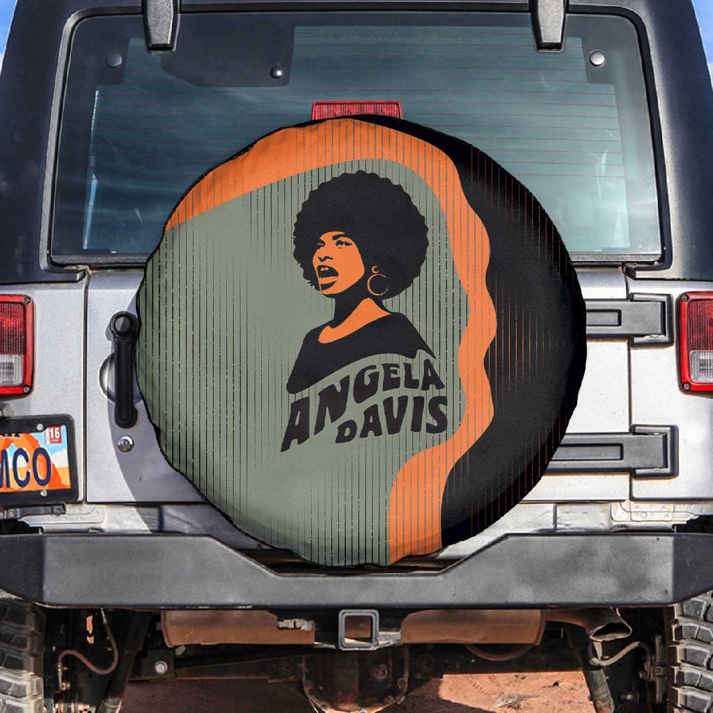 Angela Davis Spare Tire Cover Retro Graphic Design I Am Changing the Things I Cannot Accept Quote Civil Rights Empowerment Tribute - Wonder Print Shop