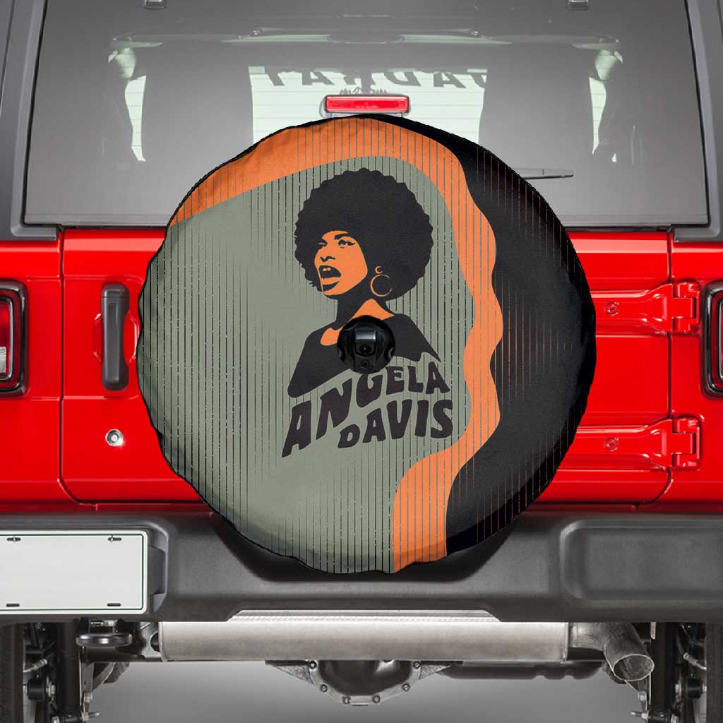 Angela Davis Spare Tire Cover Retro Graphic Design I Am Changing the Things I Cannot Accept Quote Civil Rights Empowerment Tribute - Wonder Print Shop