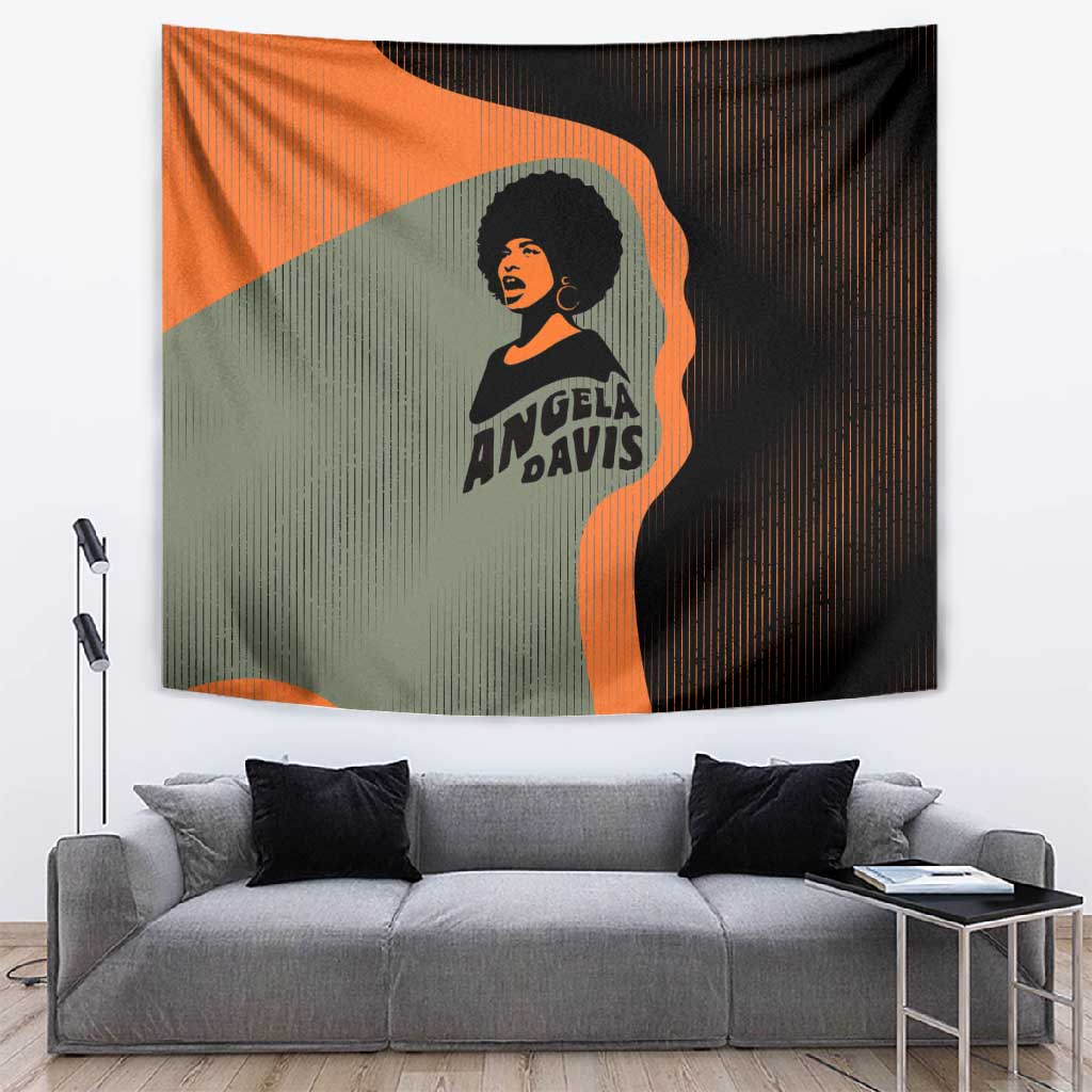 Angela Davis Tapestry Retro Graphic Design I Am Changing the Things I Cannot Accept Quote Civil Rights Empowerment Tribute - Wonder Print Shop