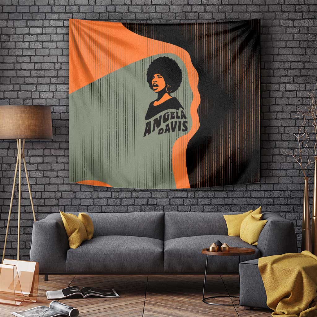 Angela Davis Tapestry Retro Graphic Design I Am Changing the Things I Cannot Accept Quote Civil Rights Empowerment Tribute - Wonder Print Shop