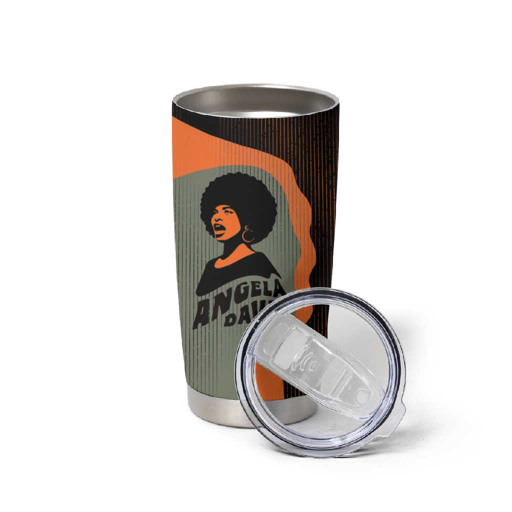 Angela Davis Tumbler Cup Retro Graphic Design I Am Changing the Things I Cannot Accept Quote Civil Rights Empowerment Tribute - Wonder Print Shop
