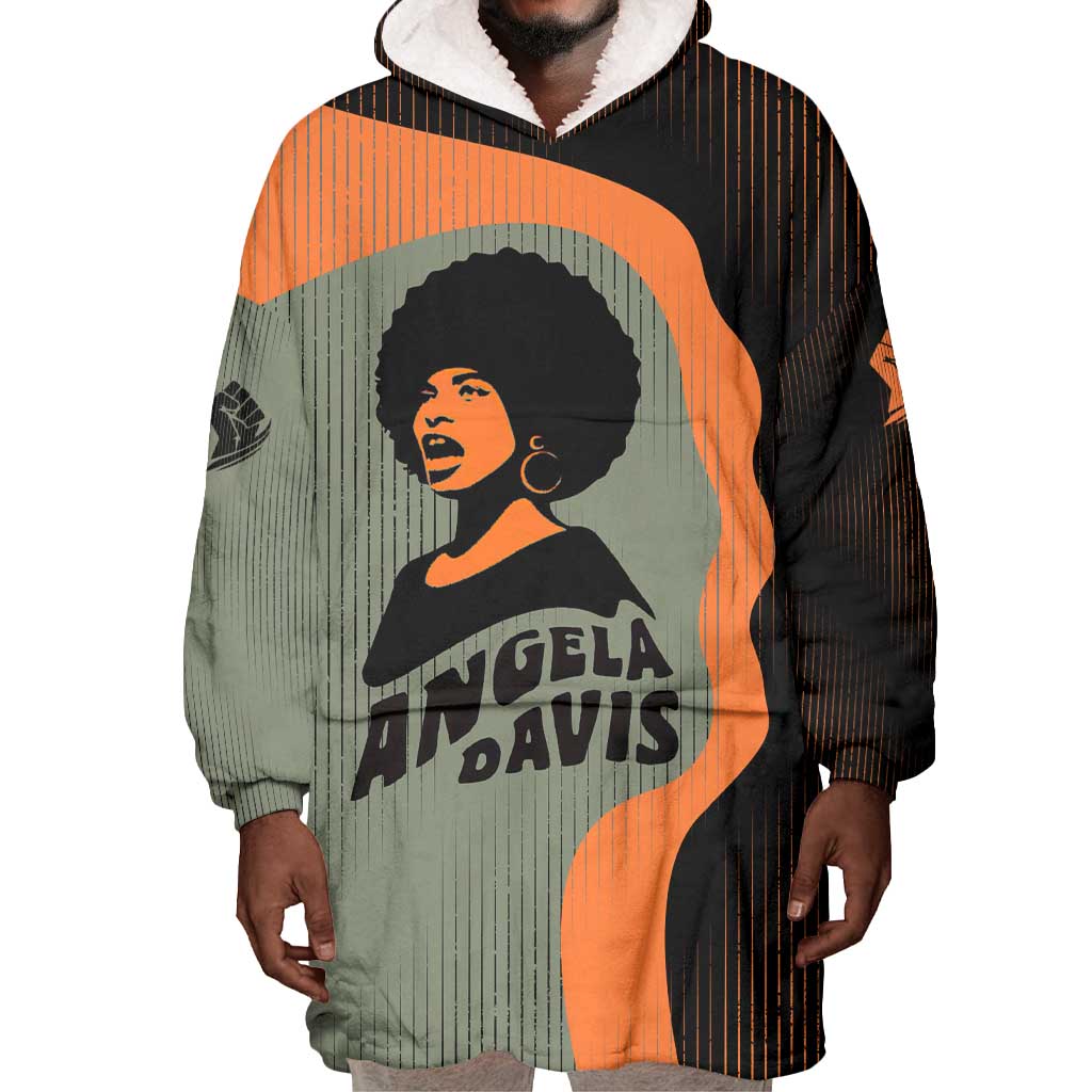 Angela Davis Wearable Blanket Hoodie Retro Graphic Design I Am Changing the Things I Cannot Accept Quote Civil Rights Empowerment Tribute - Wonder Print Shop
