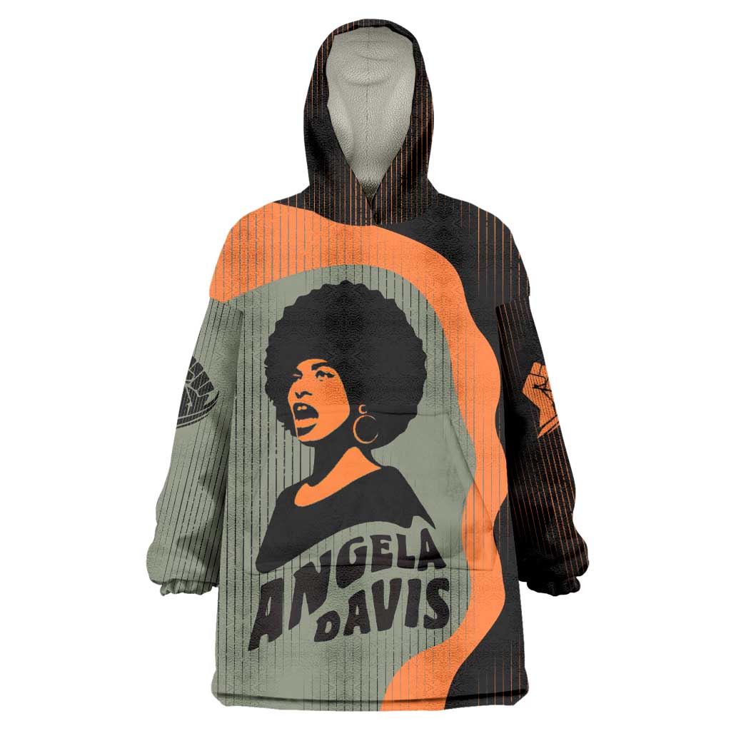 Angela Davis Wearable Blanket Hoodie Retro Graphic Design I Am Changing the Things I Cannot Accept Quote Civil Rights Empowerment Tribute - Wonder Print Shop