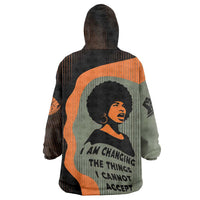 Angela Davis Wearable Blanket Hoodie Retro Graphic Design I Am Changing the Things I Cannot Accept Quote Civil Rights Empowerment Tribute - Wonder Print Shop