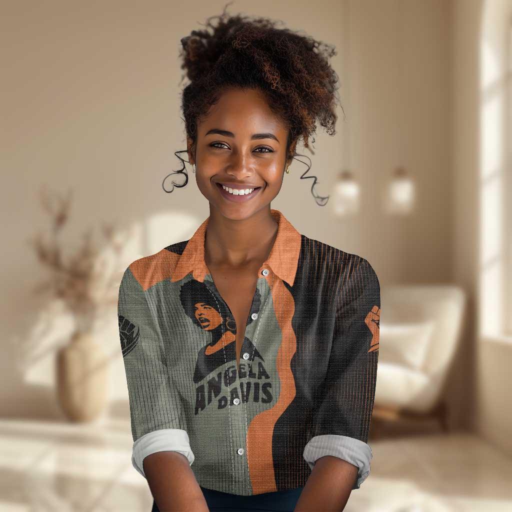 Angela Davis Women Casual Shirt Retro Graphic Design I Am Changing the Things I Cannot Accept Quote Civil Rights Empowerment Tribute - Wonder Print Shop