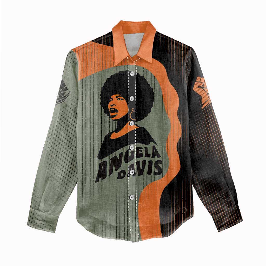 Angela Davis Women Casual Shirt Retro Graphic Design I Am Changing the Things I Cannot Accept Quote Civil Rights Empowerment Tribute - Wonder Print Shop