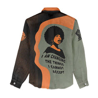 Angela Davis Women Casual Shirt Retro Graphic Design I Am Changing the Things I Cannot Accept Quote Civil Rights Empowerment Tribute - Wonder Print Shop